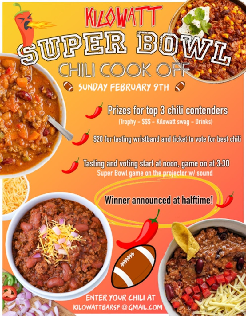 Super Bowl Sunday Chili Cook Off at Kilowatt in San Francisco