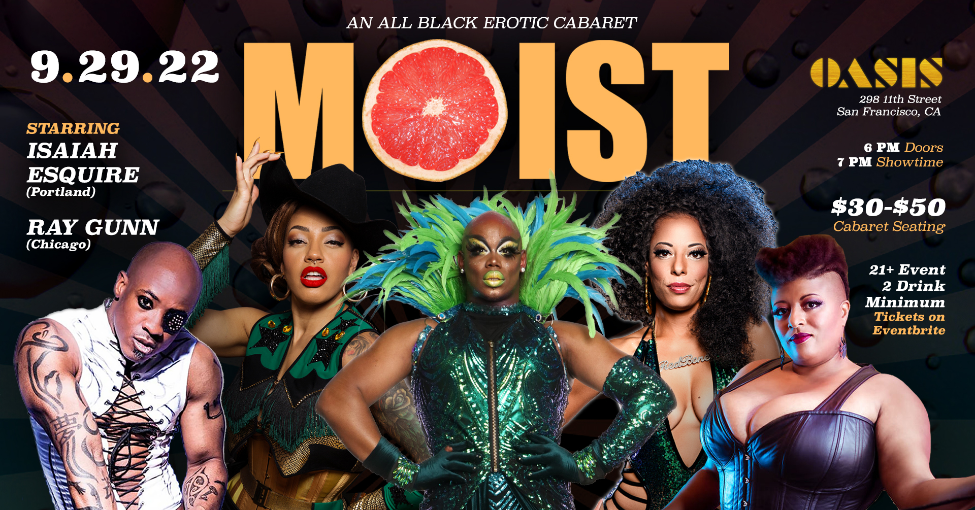 Moist - An All Black Erotic Cabaret at Oasis SF in San Francisco -  September 29, 2022 | SF Station