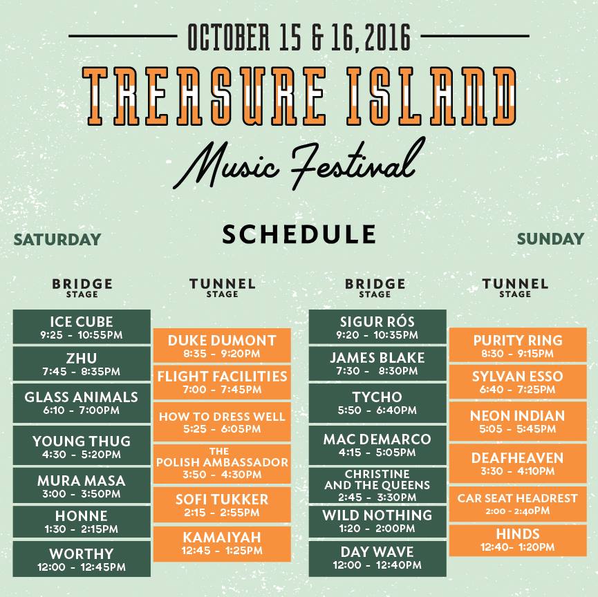 Daily Schedule Released For Treasure Island Music Festival Lineup