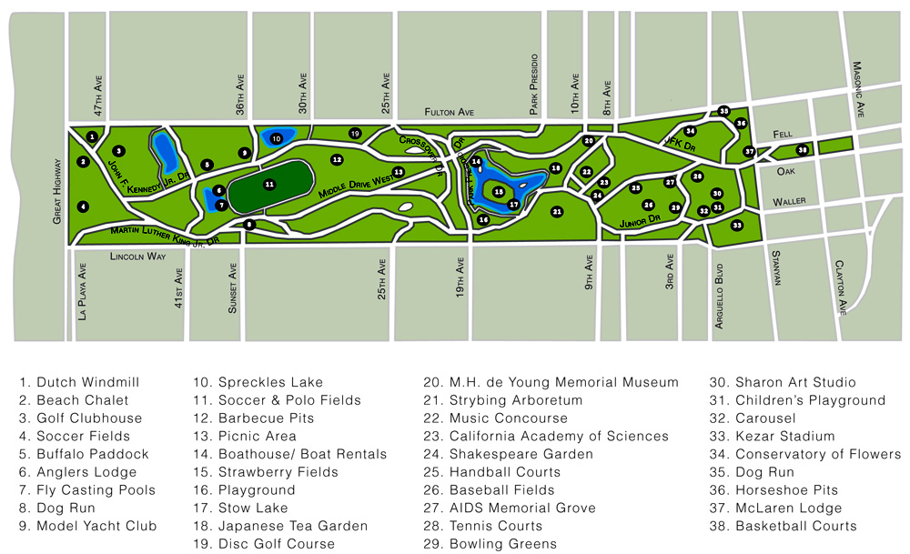 Map Of Golden Gate Park 