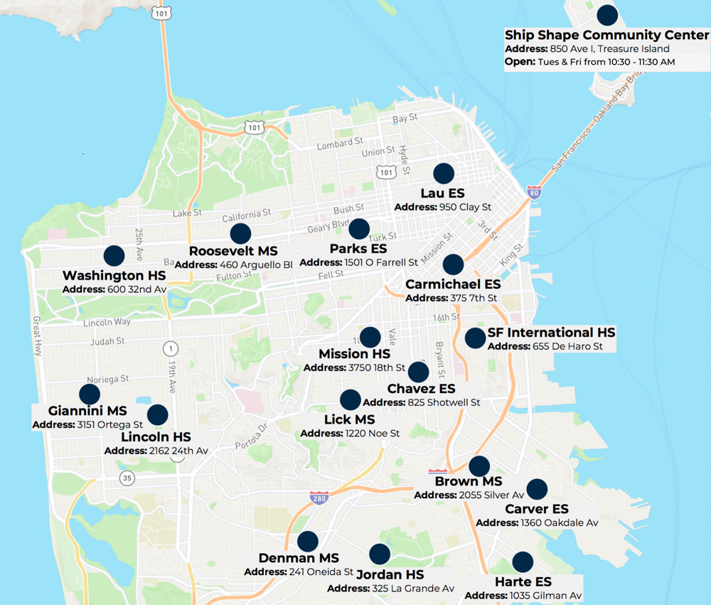 Lomd Street San Francisco Map Where Families Can Get Free Breakfast, Lunch and Supper in San 