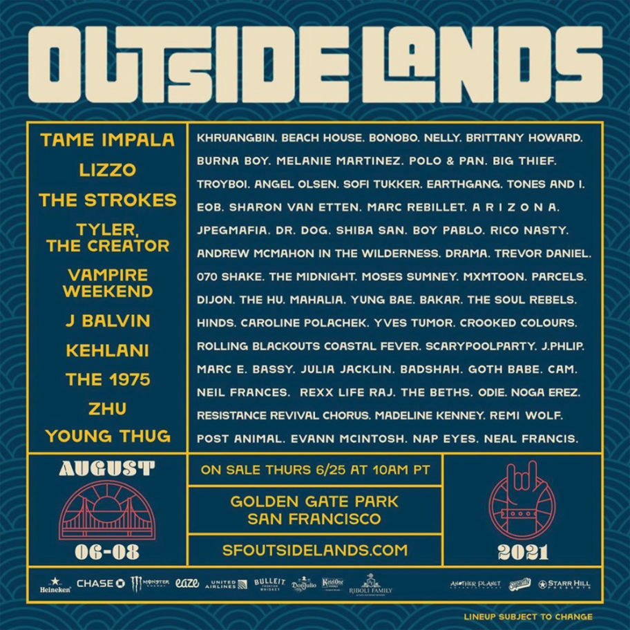 Outside Lands Festival Cancelled for 2020, New Date and Lineup Revealed