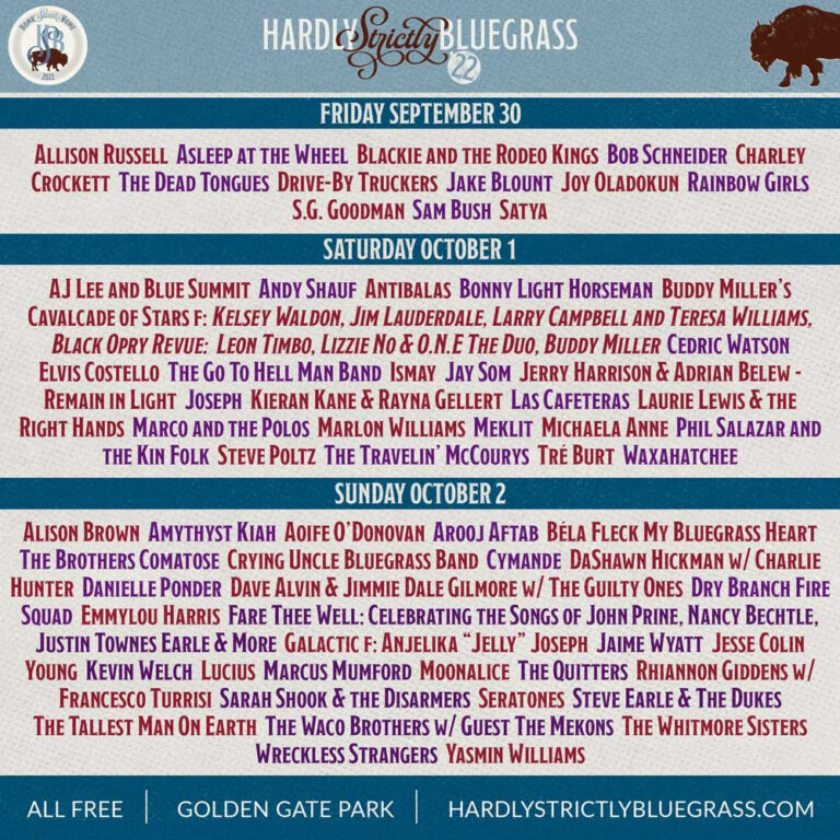 Music Medleys Reveal 2022 Hardly Strictly Bluegrass Lineup SF Station